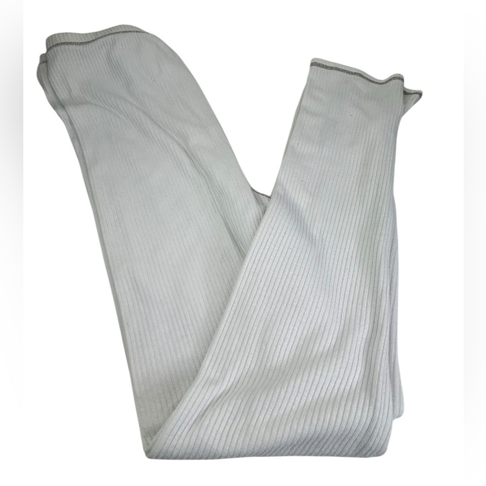 Free People Intimately Ribbed Leggings Contrast Stitching Off White Large
